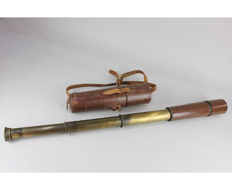 A Naval brass three drawer telescope, marked 'TEL.SCT.REGT.MK II S, H.C.R &amp; SON LTD, NO.3578, Broadhurst Clarkson Type, O