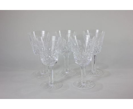 A set of five Waterford crystal wine glasses