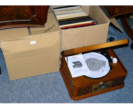 A quantity of LP records and a Zenox retro record player 