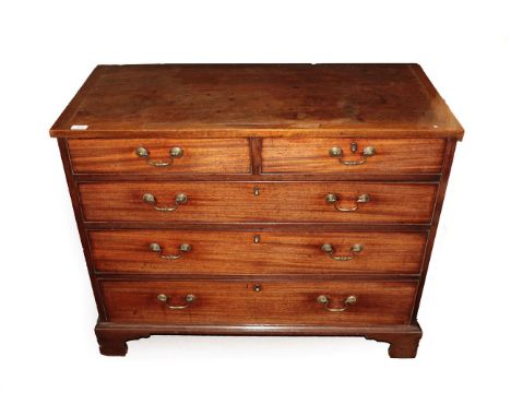 A George III Mahogany Straight Front Chest of Drawers, late 18th century, the crossbanded top above two and three long gradua