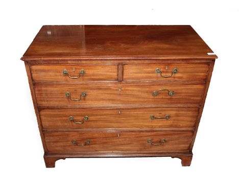 A George III Mahogany Chest of Drawers, late 18th century, with two short over three long graduated drawers, on bracket feet,