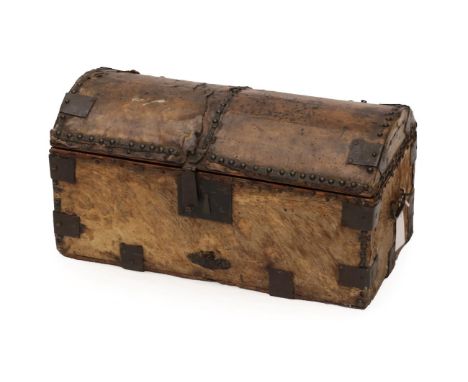 An 18th Century Pony Skin Trunk, retailed by Hatch, with two labels to the interior North, Simpson &amp; Graham &amp; Co., Gr