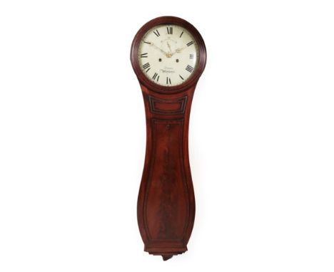 A Tear Drop Shaped Mahogany Striking Tavern Clock, signed Dawes, Whitehaven, early 19th century, turned stepped wooden bezel 