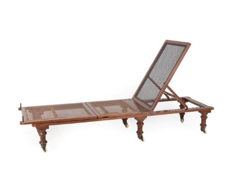 A Victorian Mahogany Military Campaign Bed, circa 1870, attributed to Robinsons &amp; Sons of Ilkley, the caned base/back sup