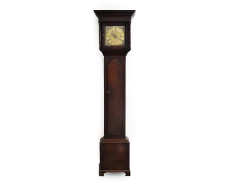 An Oak Thirty Hour Single-Handed Longcase Clock, signed W Burton, Kendal, 18th century, flat top pediment, arch trunk door, 1