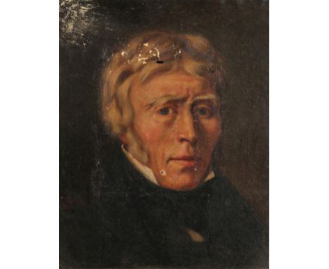 19th Century French School. Portrait of a Gentleman, Oil on Canvas, Inscribed Verso. 18" x 15".