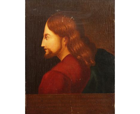 19th Century European School. After The Emerald Icon, A Portrait of Christ in Profile, Oil on Canvas Laid Down on Panel, Unfr