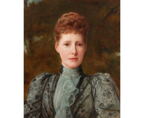 Frederick Goodall (1822-1904) British. Portrait of a Lady Possibly the Artist's Wife, Oil on Canvas, Signed and Dated '1891. 