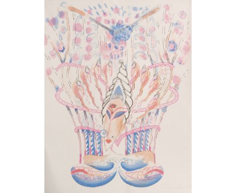 DAME ZANDRA RHODES (B.1940) - 'Many memories from India', lithograph, signed in pencil and numbered 39/50, published 1982, un
