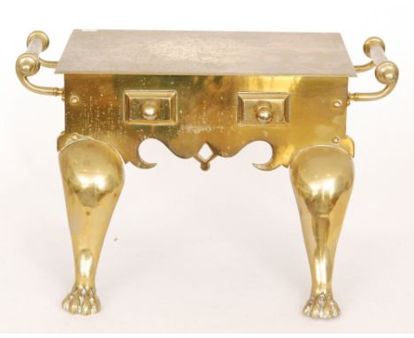 A 19th Century two handled brass footman on paw feet below two fixed faux drawers, width 51cm