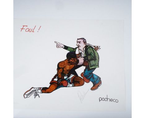 This limited edition print by Angelo Dundee's longtime associate, Ferdie Pacheco (1935-2017, American), humorously depicts Mu