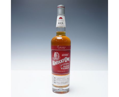 Sealed bottle of Kentucky Owl Takumi Edition Bourbon Whiskey. This limited-release bourbon is a collaboration between Kentuck