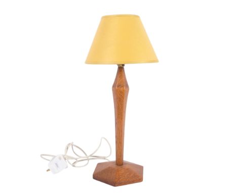 A Cotswold School oak table lamp, in working order with LED bulb, H44cm