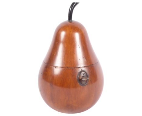 A pear wood pear-shaped caddy with key, H18cm