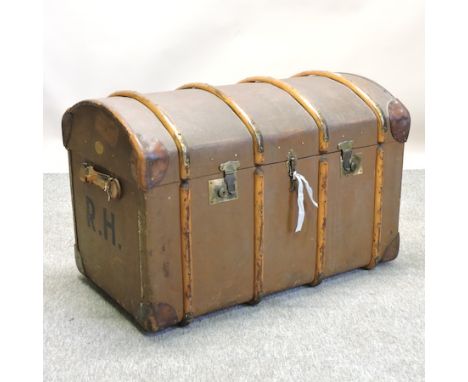 An early 20th century dome top cabin trunk, 92cm