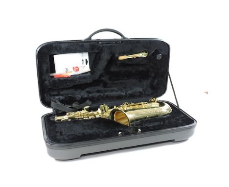 A modern brass alto saxophone by Stagg, model 77-SA, together with a fitted hard case