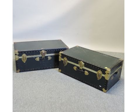 A travelling trunk, 79cm, together with another