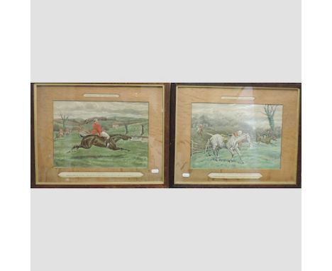 A pair of hunting scenes, 24 x 34cm