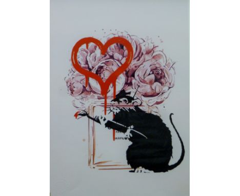 DEATH NYC (contemporary) American, "Banksy Perfume", a limited edition print on paper with blind stamp and Certificate of Aut
