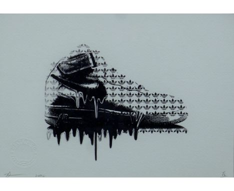 DEATH NYC (contemporary) American, "Mixed Brands", a  limited edition print on paper, numbered 86/100, bearing blind stamp, s