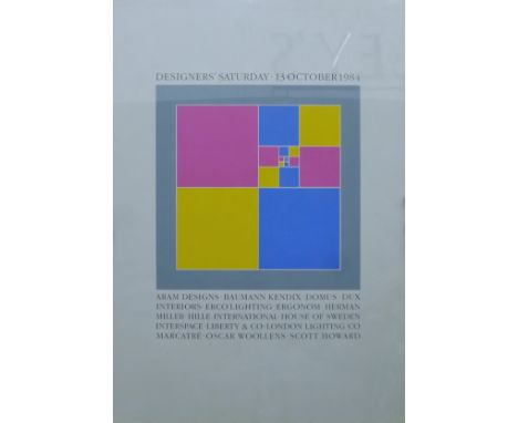 BLAKE CBE RDI RA, SIR PETER (born 1932) British (AR) , 'Designers' Saturday: 13 October 1984', print on paper, glazed. 84 x 5
