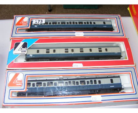 A boxed Lima Class 117 DMU Unpowered driving Car BR blue/grey 'W51350' and two other boxed Lima models.