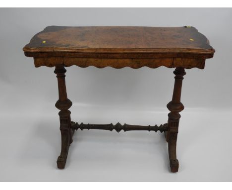 Victorian Burr Walnut Flip Top Card Table 