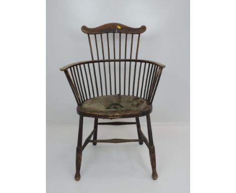 Stick Back Armchair with Upholstered Seat 