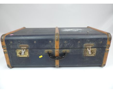 Dark Blue Steamer Trunk - with Key 