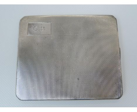 Sterling Silver Cigarette Case - Birmingham Silver - Engine Turned Design - Engraved 'GB' 