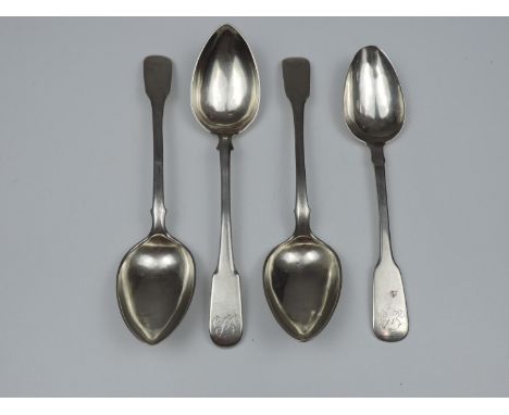 4x Late 18th Century Maltese Silver Tablespoons -  A Pair Hallmarked 'R' with a Crown Surmount (for the Roman Fineness Qualit