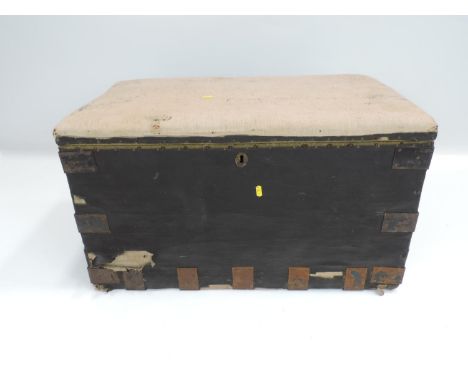 Metal Bound Pine Trunk with Fitted Interior - 32x 18x 17" 