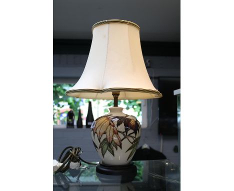 Moorcroft Sumach Tree Table lamp with matching shade on wooden base. 45cm in total height 