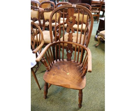 Elm Country Stick back Elbow chair on turned supports 