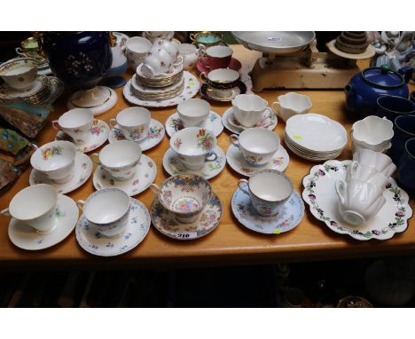 Good collection of Shelley Cups and Saucers to include Art deco, Charm Pattern, Crochet etc (11 + assorted) 