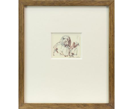 * PETER HOWSON OBE (SCOTTISH b 1959), UNTITLED ink and wash, signed and dated 2012 7cm x 8cm Mounted, framed and under glass.