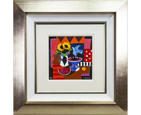 * JACK MORROCCO (SCOTTISH b 1953 - ), SUNFLOWERS AND BLACK GRAPES limited edition lithograph, signed and numbered 328/350 25c