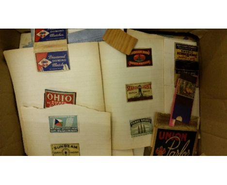 MATCHBOX LABELS, mixed selection, mainly clipped panels, inc. Target, Nebro, Sunbeam, Lantern, Springbok, Parrot etc., laid d