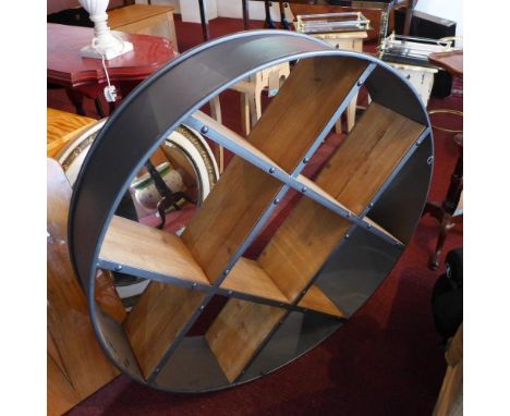 An industrial circular wall hanging shelf unit, Diameter 95cm