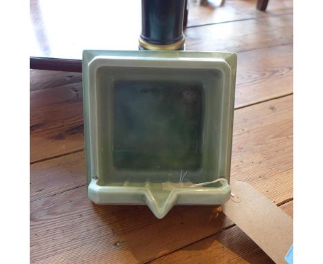 A mid 20th century green glazed ceramic soap dish tile.18cmx18cm