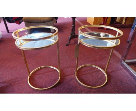 A pair of contemporary gilt metal lamp tables, with mirrored tops, H.50cm 