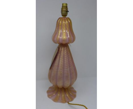 A Murano Barovier & Toso glass lamp, H.42cm 
