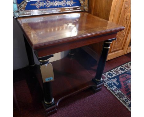 A 20th century mahogany and walnut lamp table, H.60 W.55 D.55cm 