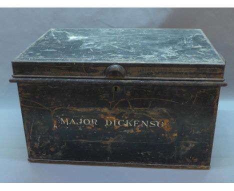 A Boer war military metal trunk, 'Major Dickenson'. W.52cm H.30cm 