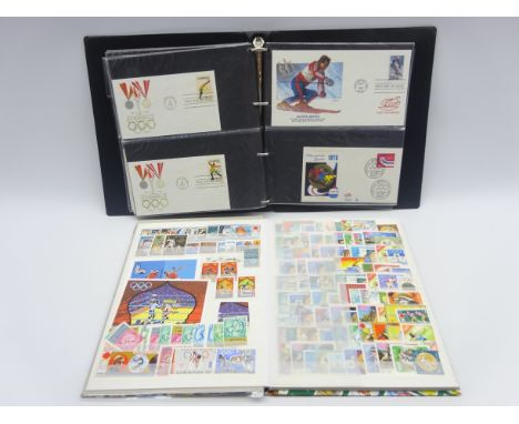 Collection of seventy-six post 1932 Winter Olympic stamp covers including; Cortina 1956 Official maximum cards, in one album,