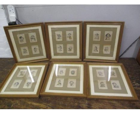 A set of Jacques Happy Families playing cards from the late 19th century in six frames 