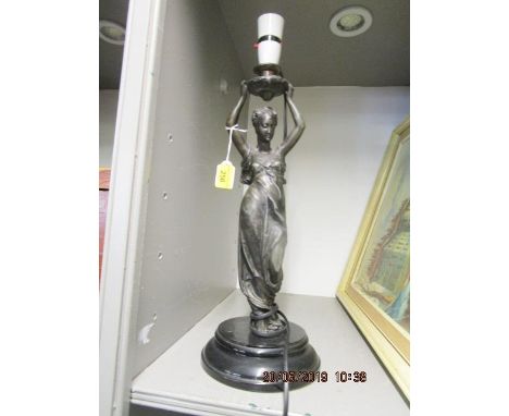 A spelter figural table lamp 