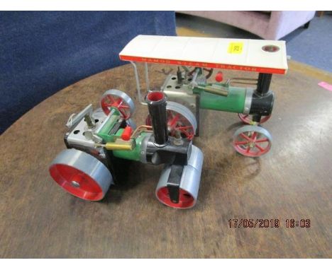 A Mamod Teia steam engine and a Mamod steam roller 