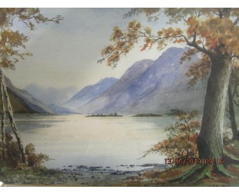 A R Martin - a Lakeland landscape with trees and hills, watercolour, signed 9 1/2" x 13 5/8", mounted in a gilt, glazed frame