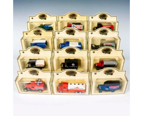 Includes 12 metal cars in original packaging representing time periods gone by. Lledo imprint mark. This item has its origina